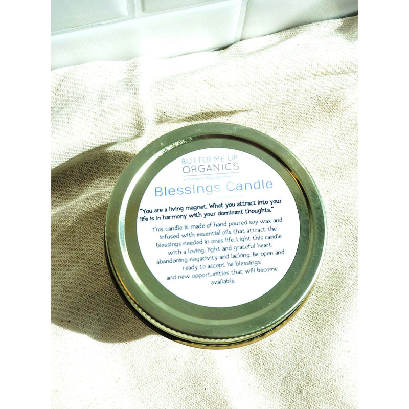 Butter Me Up Organics Blessings Candle / Intention Candle / Good Luck / Soy Handpoured Candle/ Candle with Crystals / Botanical Candle / Essential Oil Candle Metaphysical Beige 1 Blessings candle,Full set of 6 candle