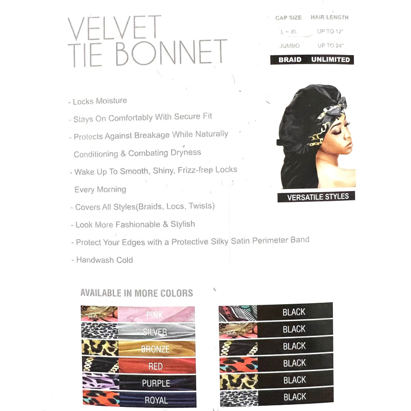 VIP Extensions Lux by Qfitt Velvet Tie Bonnet (Braid) 7115 Hair Accessories White Smoke Pink,Silver,Bronze/Bronze,Red,Purple,Royal