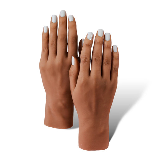 Red Iguana LLC Set of Two 3.0 Full Silicone Practice Hands (Left and Right) 3.0 Hand White Smoke Poseable / Lucy,Non-Poseable / Lucy