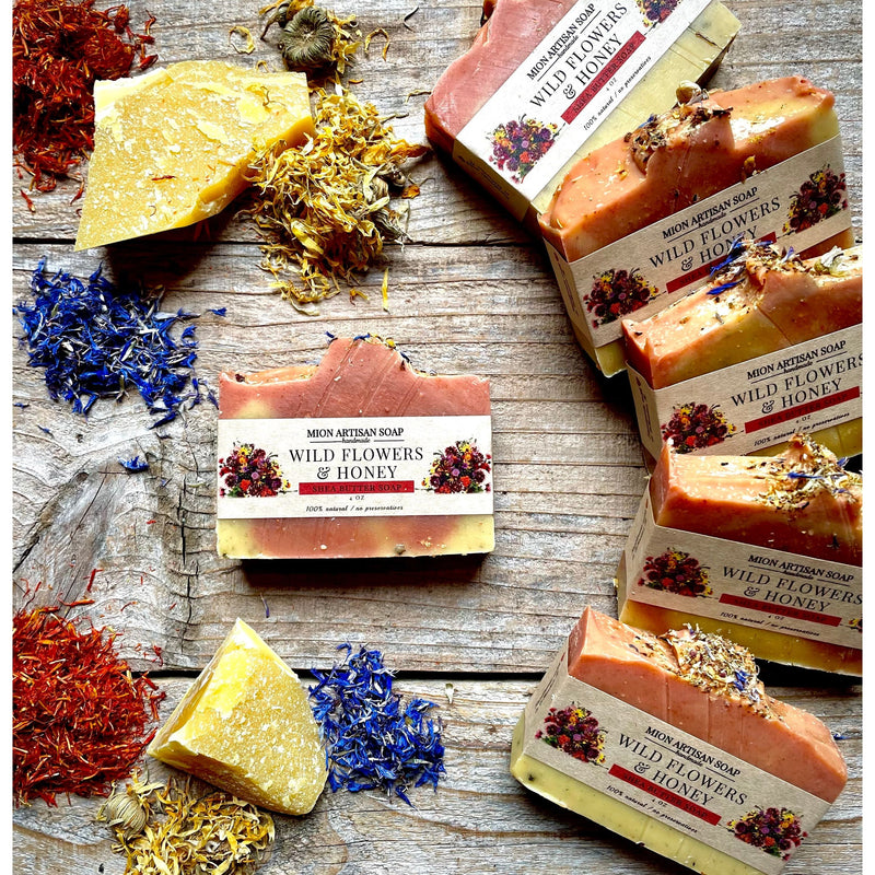 MION Artisan Soap Co. Wild Flowers & Honey | Shea Butter Soap Rosy Brown