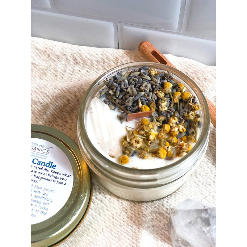 Butter Me Up Organics Peace Candle / Serenity Candle / Intention Candle / Ritual Candle / Crystal Candle / Pretty Candle / Organic Soy Wax Candle / Botanicals Metaphysical Gray