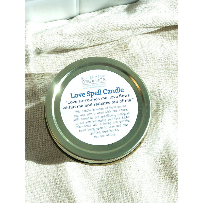 Butter Me Up Organics Love Spell / Intention Candle/ Ritual Candle / Love and Light / Rose Quartz / Crystal Candle Metaphysical Beige Single Candle,Full Set