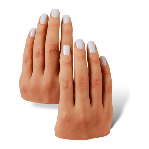Red Iguana LLC Set of Two 3.0 Half Silicone Practice Hands (Left and Right) 3.0 Hand White Smoke Poseable / Nicole,Non-Poseable / Nicole