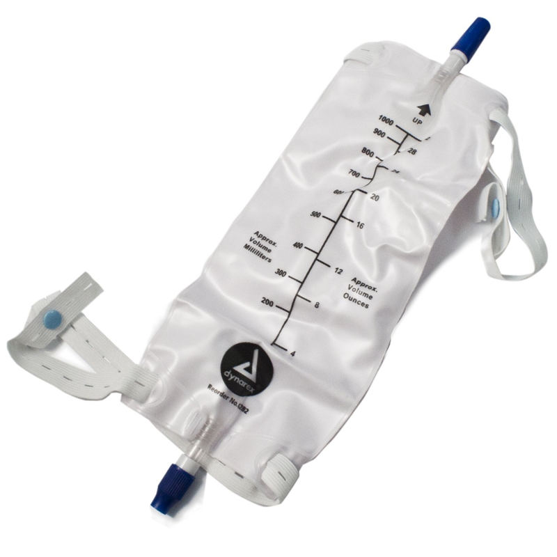 Dynarex Urinary Leg Bag With  Anti-Reflex Valve Large  12 Ct Health Care White Smoke