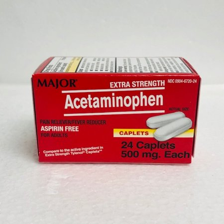 Major Acetaminophen Tb 500mg 24 Cplt Health Care Light Gray