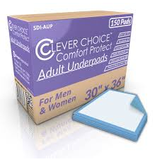 clever choice Clever Choice Comfort Protect Adult Underpads 30" x 36" 25 Pack Incontinence Aids White Smoke