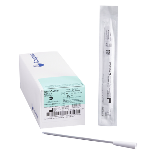 Self-Cath Coloplast Self-Cath Female Catheter - 12 Fr, 6" (30 Count) Medical White Smoke