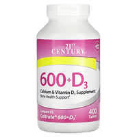 21st Century Calcium 600 mg + Vitamin D3 (400 IU) – Bone Health Supplement (1000 Tablets) Vitamins & Supplements Lavender