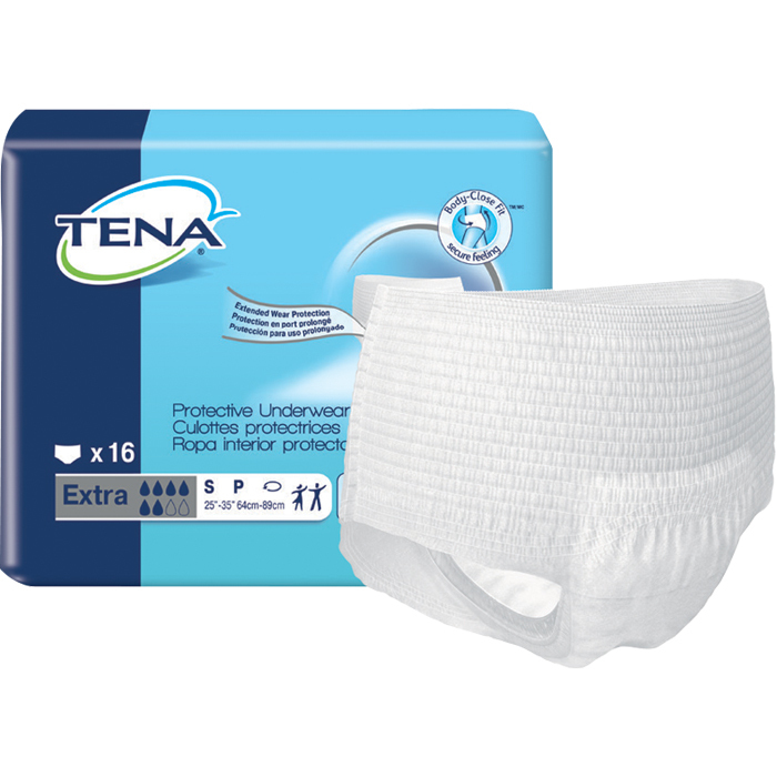 Tena TENA® Protective Underwear Extra – Maximum Absorbency (64 Count: 4 Packs of 16, Small) Incontinence Aids White Smoke