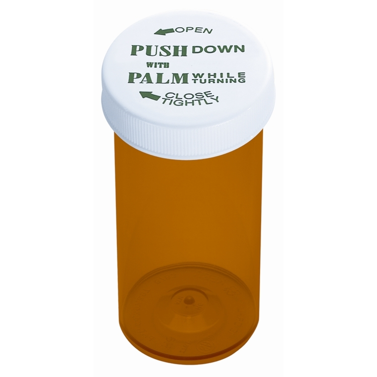 vials Revitalize™ Amber Vials – 20 Dram with CRC Safety Caps (Case of 180) Medical Dark Goldenrod