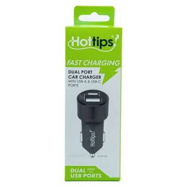hottips Hottips® Dual USB Car Charger – 20W Power Adapter Power Adapters & Chargers Light Gray