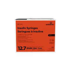 Embecta Embecta Insulin  Syringes  28G x 12.7 Mm 1Ml 100Ct Medical Syringes Chocolate
