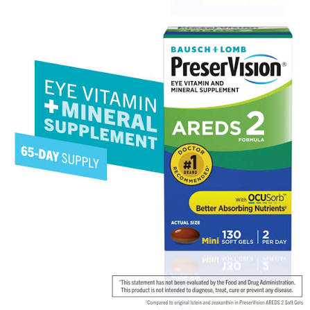 preservision PreserVision AREDS 2 Eye Vitamin Softgels – 3 Softgels Vision Care White Smoke