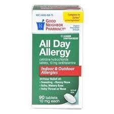 GNP GNP Cetirizine 10 mg Allergy Tablets – 90 Count Medicine & Drugs White Smoke