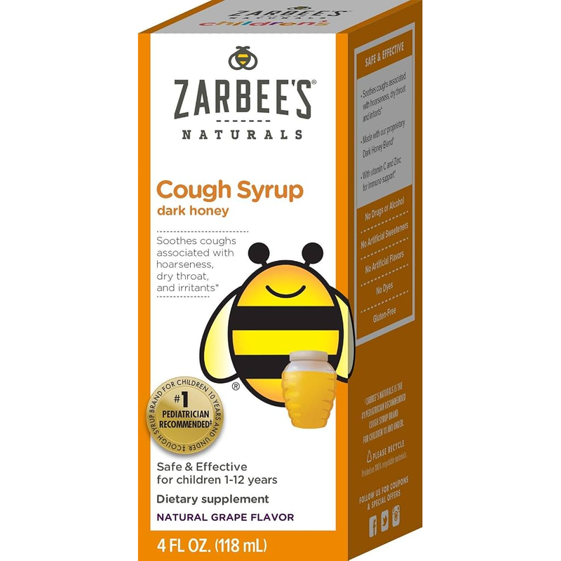 Zarbee's Zarbee's Naturals Dark Honey Cough Syrup – Natural Grape Flavor, 4 fl oz Health & Beauty White Smoke