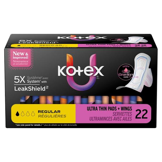 U by Kotex U by Kotex Ultra Thin Regular Winged Pads, 22 Count Feminine Pads & Protectors Black