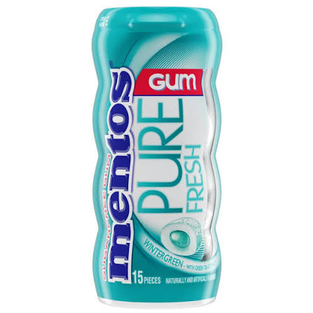 Gum Mentos Pure Fresh Gum Bottle, 15 Pieces Candy Light Gray