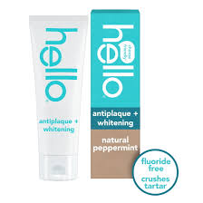 hello Hello Antiplaque and Whitening Fluoride-Free Toothpaste Natural Peppermint, 5 oz Oral Care White Smoke