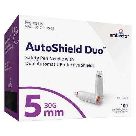 embecta Embecta AutoShield Duo Pen Needles 30G x 5 mm – 100 Count Medical White Smoke