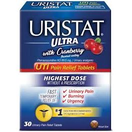 Uristat Uristat Ultra UTI Pain Relief, Maximum Strength 99.5 mg Phenazopyridine HCl, 30 Tablets Medicine & Drugs Dark Slate Gray