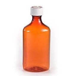 Oval Plastic Centor 16 oz Amber Graduation Oval Bottles with Clic-Loc Caps - 36 Count Medical Supplies White Smoke