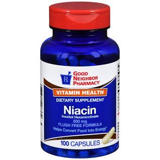 Good Neighbor Pharmacy GNP Flush-Free Niacin (Vitamin B3) 500 mg Capsules, 100 Count Vitamins & Supplements White Smoke