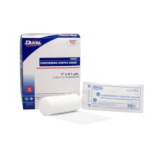 Dukal DUK Sterile Conforming Stretch Gauze Bandage Roll, 3" x 4.1 Yards (Case of 12) Medical Tape & Bandages White Smoke