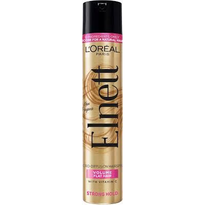 L'Oreal L'Oreal Elnett Strong Hold Volume Flat Hair Spray 200ml Hair Spray Black