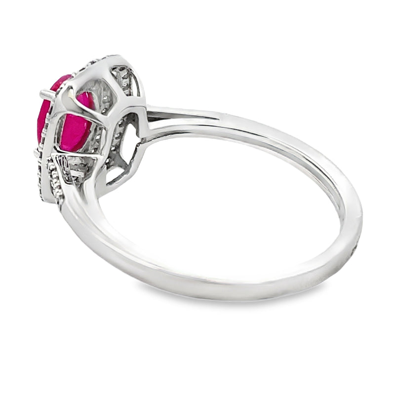 Bids.com 1.29ct Ruby Diamond Ring 10KT White Gold Rings White Smoke 7.0