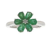 Bids.com 1.14ct Emerald Zircon Ring Sterling Silver Rings White Smoke 8.0