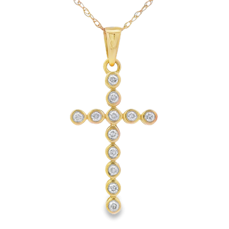 Bids.com .12ct Diamond Cross Religious Pendant 14KT Yellow Gold Pendants White Smoke 18