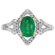 Bids.com .94ct Emerald Diamond Ring 14KT White Gold Rings White Smoke 7