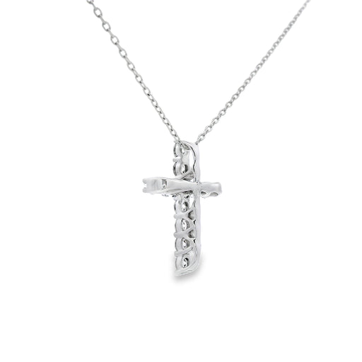 Bids.com .35ct Diamond Cross Religious Pendant 14KT White Gold Pendants White Smoke 16-18