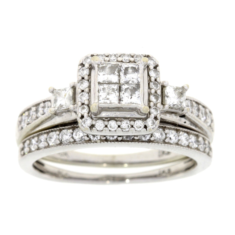 Bids.com 1.00ct Diamond Engagement Ring Set 10KT White Gold Rings White Smoke 7.50