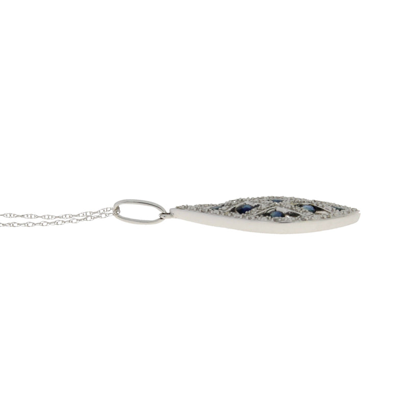 Bids.com .58ct Sapphire Diamond Fashion Pendants 14KT White Gold Pendants White Smoke 18