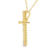 Bids.com .19ct Diamond Cross Religious Pendant 14KT Yellow Gold Pendants White Smoke 18