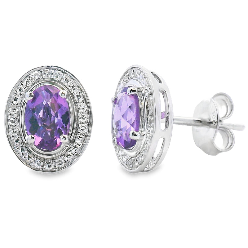 Bids.com .88ct Amethyst Diamond Earrings 10KT White Gold Earrings White Smoke Default Title