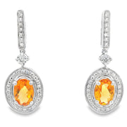 Bids.com 1.06ct Citrine Diamond Dangle Earrings 10KT White Gold Earrings White Smoke Default Title
