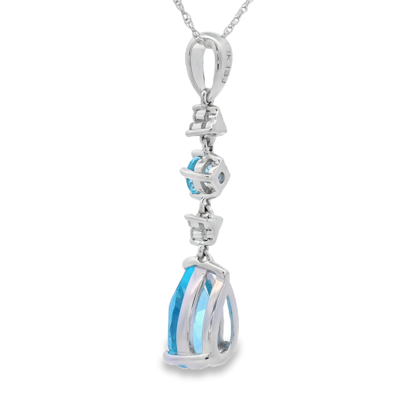 Bids.com Blue Topaz Diamond Fashion Pendants 10KT White Gold Pendants White Smoke 18