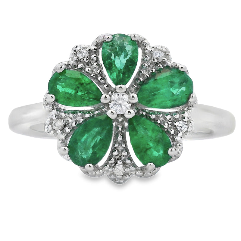 Bids.com 1.03ct Emerald Zircon Ring Sterling Silver Rings White Smoke 8.0