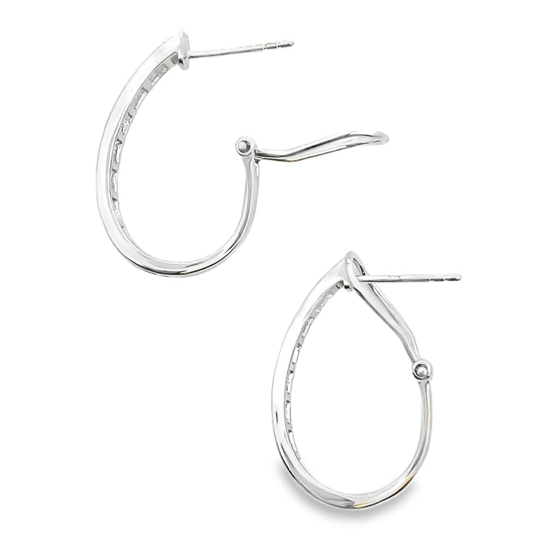 Bids.com 1.00ct Diamond Hoop Earrings 14KT White Gold Earrings White Smoke
