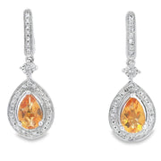 Bids.com .89ct Citrine Diamond Dangle Earrings 10KT White Gold Earrings White Smoke Default Title