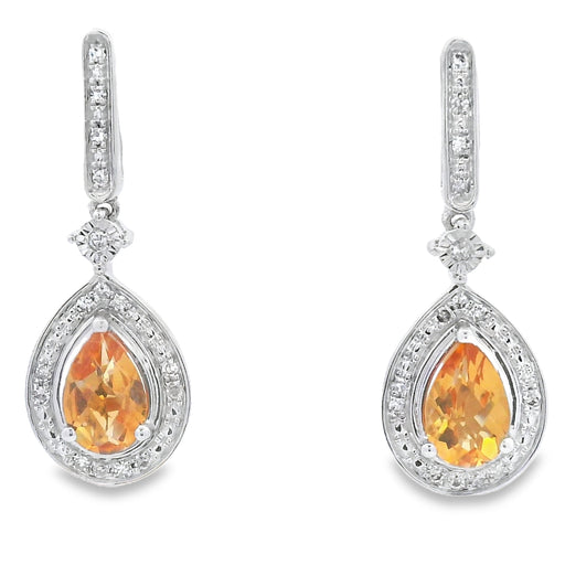 Bids.com .89ct Citrine Diamond Dangle Earrings 10KT White Gold Earrings White Smoke Default Title