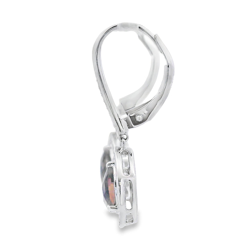 Bids.com .87ct Quartz Diamond Dangle Earrings 10KT White Gold Earrings White Smoke