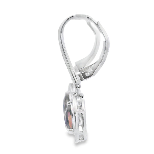 Bids.com .87ct Quartz Diamond Dangle Earrings 10KT White Gold Earrings White Smoke
