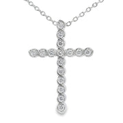 Bids.com .50ct Cross Religious Pendant Sterling Silver Pendants White Smoke 18-20