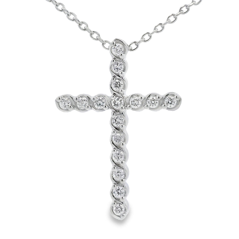 Bids.com .50ct Cross Religious Pendant Sterling Silver Pendants White Smoke 18-20
