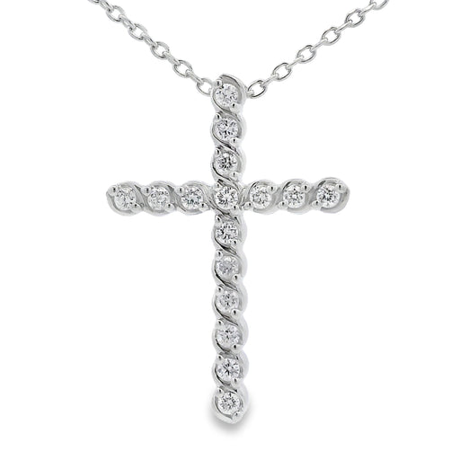 Bids.com .50ct Cross Religious Pendant Sterling Silver Pendants White Smoke 18-20