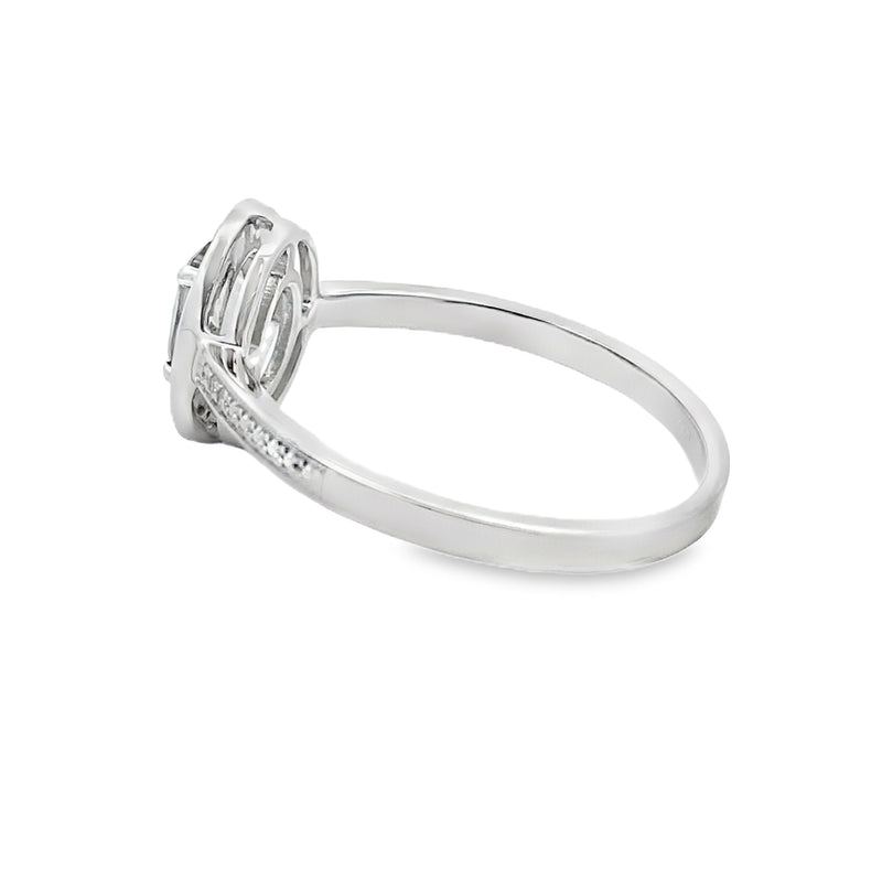 Bids.com .61ct Mystic Fire Topaz Diamond Ring 10KT White Gold Rings White Smoke 7.0