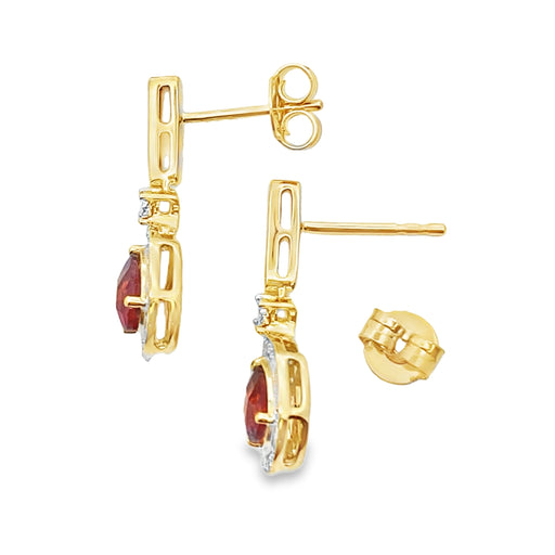 Bids.com 1.06ct Garnet Diamond Dangle Earrings 10KT Yellow Gold Earrings White Smoke
